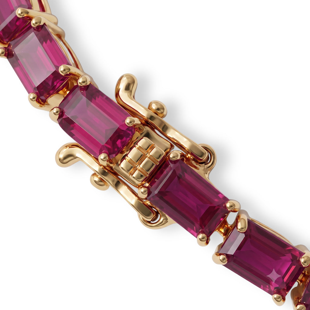 D'Joy AA Afrikanischer Rubin (Fissure gefüllt) Armband ca. 19 cm 925 Silber 750 Gelbgold vermeil ca. 21,67 ct.