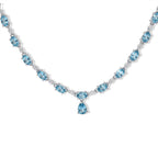 D'Joy AA Blauer Zirkon Halskette ca. 45 cm 925 Silber Rhodiniert ca. 16,19 ct.