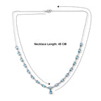 D'Joy AA Blauer Zirkon Halskette ca. 45 cm 925 Silber Rhodiniert ca. 16,19 ct.