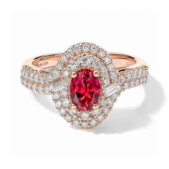 D'Joy AA Rosa Turmalin, Moissanit Ring 925 Silber 750 Roségold vermeil (Größe 17.00)   (10-16 Werktage Lieferzeit) ca. 1,81 ct