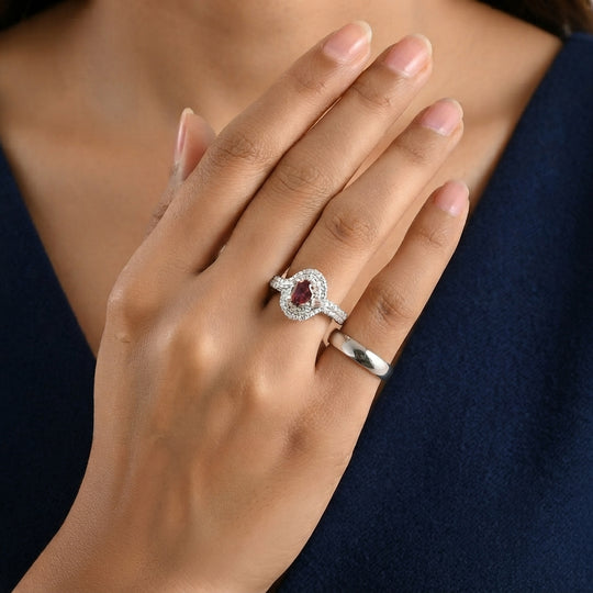 D'Joy AA Rosa Turmalin, Moissanit Ring 925 Silber 750 Roségold vermeil (Größe 17.00)   (10-16 Werktage Lieferzeit) ca. 1,81 ct