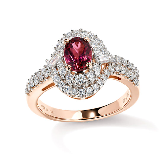 D'Joy AA Rosa Turmalin, Moissanit Ring 925 Silber 750 Roségold vermeil (Größe 17.00)   (10-16 Werktage Lieferzeit) ca. 1,81 ct