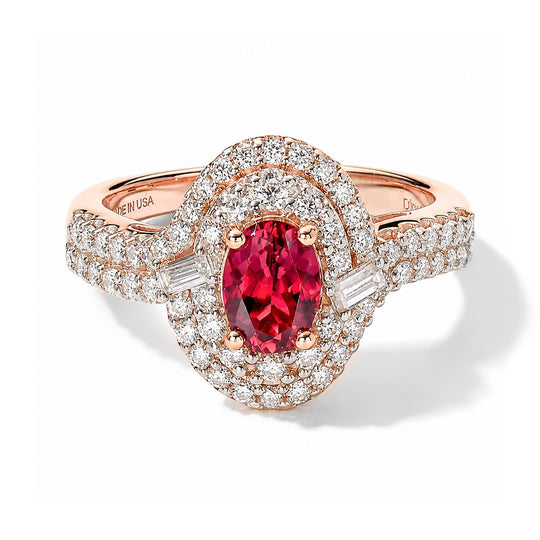 D'Joy AA Rosa Turmalin, Moissanit Ring 925 Silber 750 Roségold vermeil (Größe 17.00)   (10-16 Werktage Lieferzeit) ca. 1,81 ct