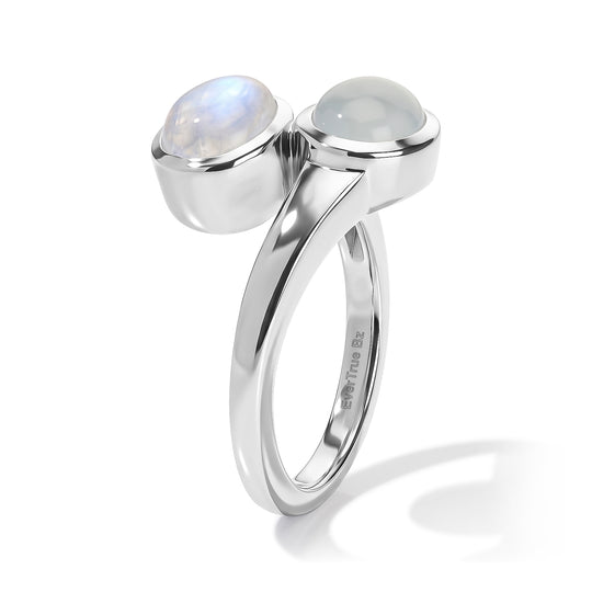 EVER TRUE Milky Aquamarin, Regenbogen Mondstein Ring Reine Bronze (Größe 19.00) ca. 2.71 ct