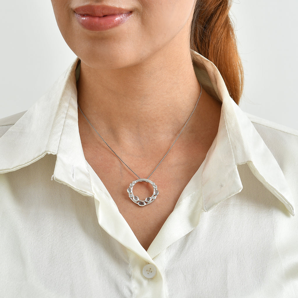 D'Joy Milchiger Aquamarin Anhänger 925 Silber Rhodiniert ca. 1,27 ct.