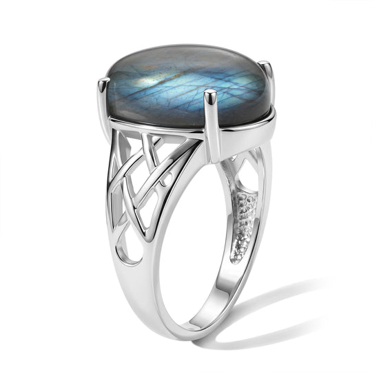 EVER TRUE AAA Labradorit Ring 316L Edelstahl (Größe 18.00) ca. 10,47 ct