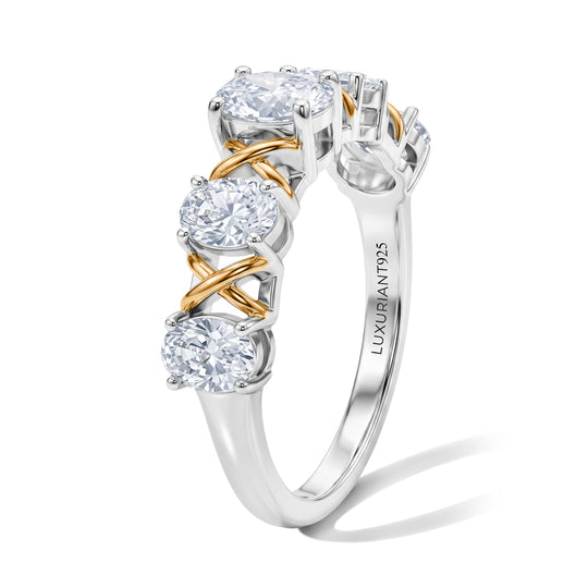 LUXURIANT DIAMOND - Lab Grown Diamant SGL zertifiziert SI-GH Ring 925 Silber Rhodiniert und 750 Gelbgold Vermeil (Größe 19.00) ca. 1,50 ct