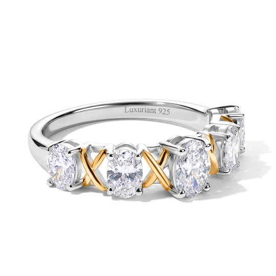 LUXURIANT DIAMOND - Lab Grown Diamant SGL zertifiziert SI-GH Ring 925 Silber Rhodiniert und 750 Gelbgold Vermeil (Größe 19.00) ca. 1,50 ct