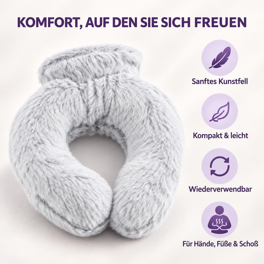 Nacken-Wärmflasche mit weichem Kunstfellbezug, 0,85 L, 22 x 18 cm, Kaffeebraun