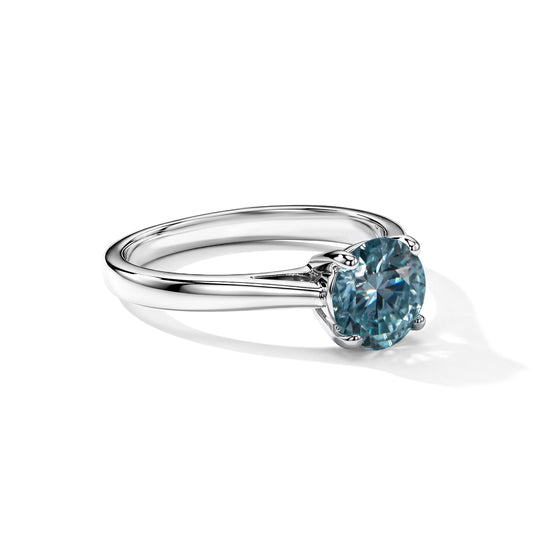 D'Joy Paraiba Moissanit Solitär Ring, 925 Silber rhodiniert - 1,21 ct.