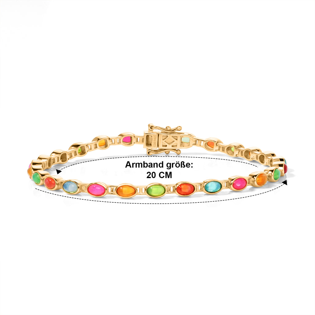 D'Joy AA Natürlicher Mehrfarbiger Welo Opal
  Armband ca. 19 cm 925 Silber 750 Gelbgold vermeil ca. 4,00 ct.