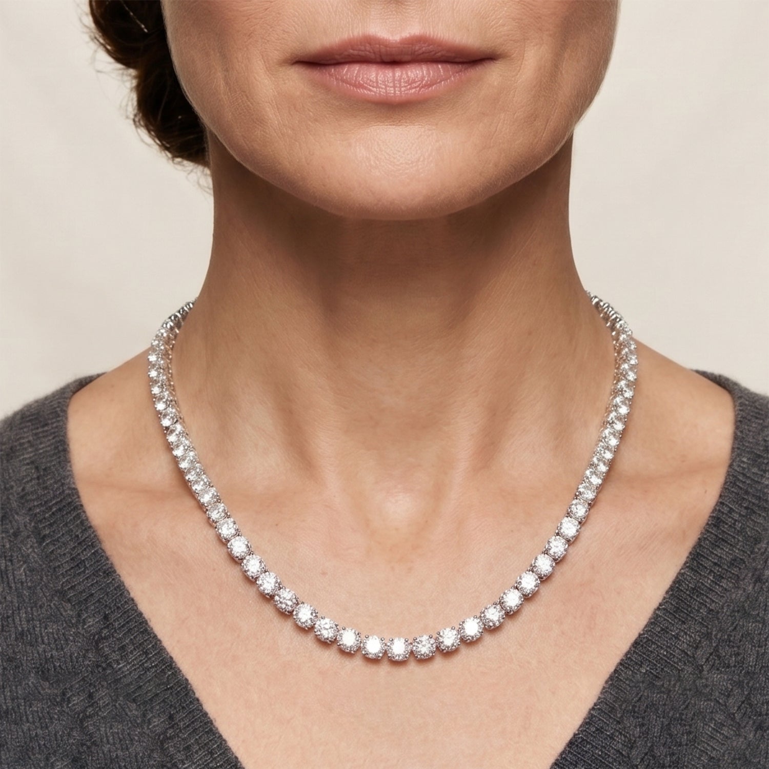 D'Joy Moissanit Halskette ca. 45 cm 925 Silber Rhodiniert ca. 37,98 ct.