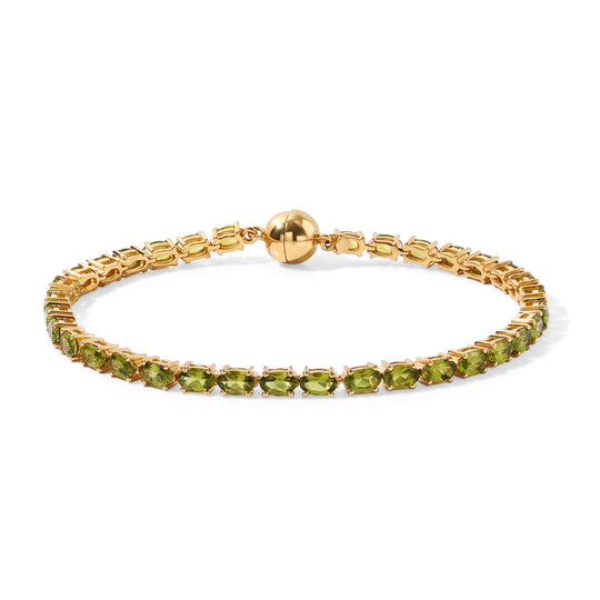 D'Joy Peridot Arizona 19cm Armband, 925 Silber 750 Gelbgold Vermeil - 8,16 ct.