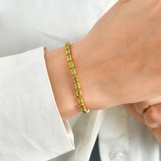 D'Joy Peridot Arizona Armband ca. 20 cm 925 Silber 750 Gelbgold vermeil ca. 8,65 ct.