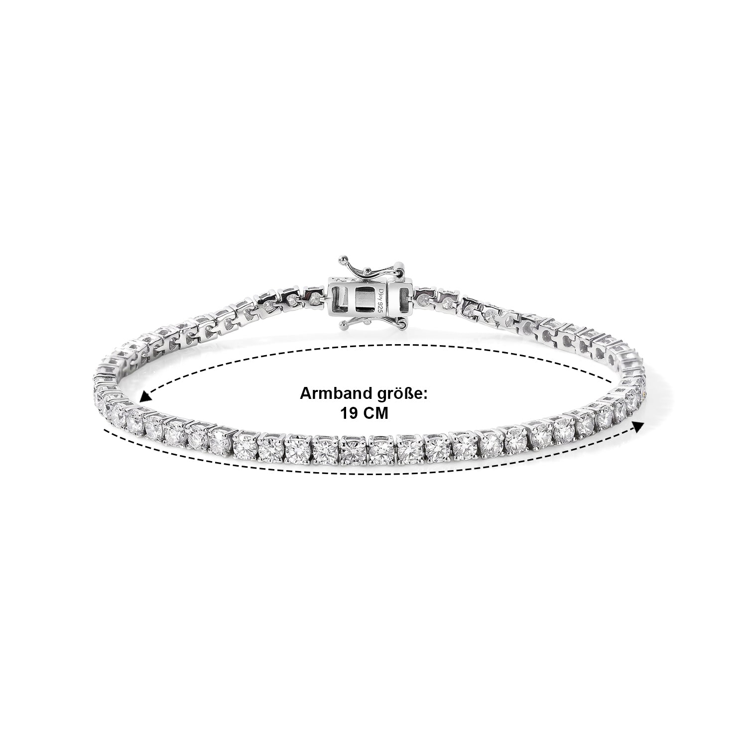 D'Joy Moissanit Armband ca. 19 cm 925 Silber Rhodiniert ca. 5,24 ct.