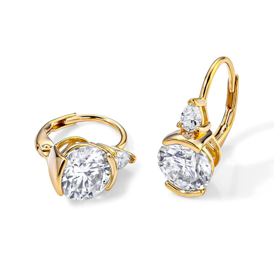 D'Joy Moissanit Ohrringe, 925 Silber 750 Gelbgold Vermeil - 4,06 ct.