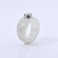 D'Joy Weiße Jade, Moissanit Ring 925 Silber Rhodiniert (Größe 16.00) (10-15 Werktage Lieferzeit) ca. 29.00 ct
