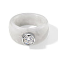 D'Joy Weiße Jade, Moissanit Ring 925 Silber Rhodiniert (Größe 16.00) (10-15 Werktage Lieferzeit) ca. 29.00 ct