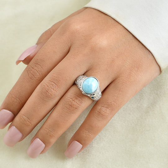 EVER TRUE AAA Larimar, Neon Apatit Ring Reine Bronze (Größe 18.00) ca. 6,09 ct