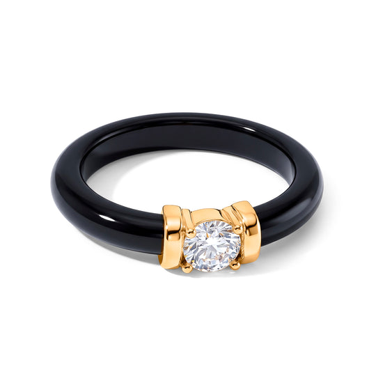 D'Joy Schwarze Jade, Moissanit Ring 925 Silber Rhodiniert (Größe 17.00) ca. 9,94 ct