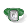 D'Joy Gefärbte grüne Jade Ring 925 Silber Rhodiniert (Größe 16.00) ca. 31,55 ct