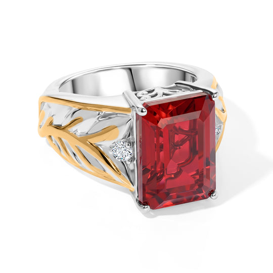 EverTrue Rubin Feuer Triplett Quarz und Zirkon Ring, 950 Kupfer mit Platin E-Beschichtung - 8,22 ct.