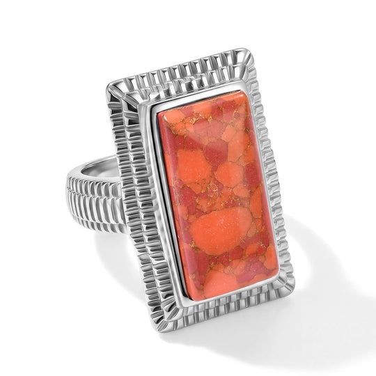EVER TRUE Orange Mohave Türkis Ring 316L Edelstahl (Größe 21.00) ca. 10,58 ct