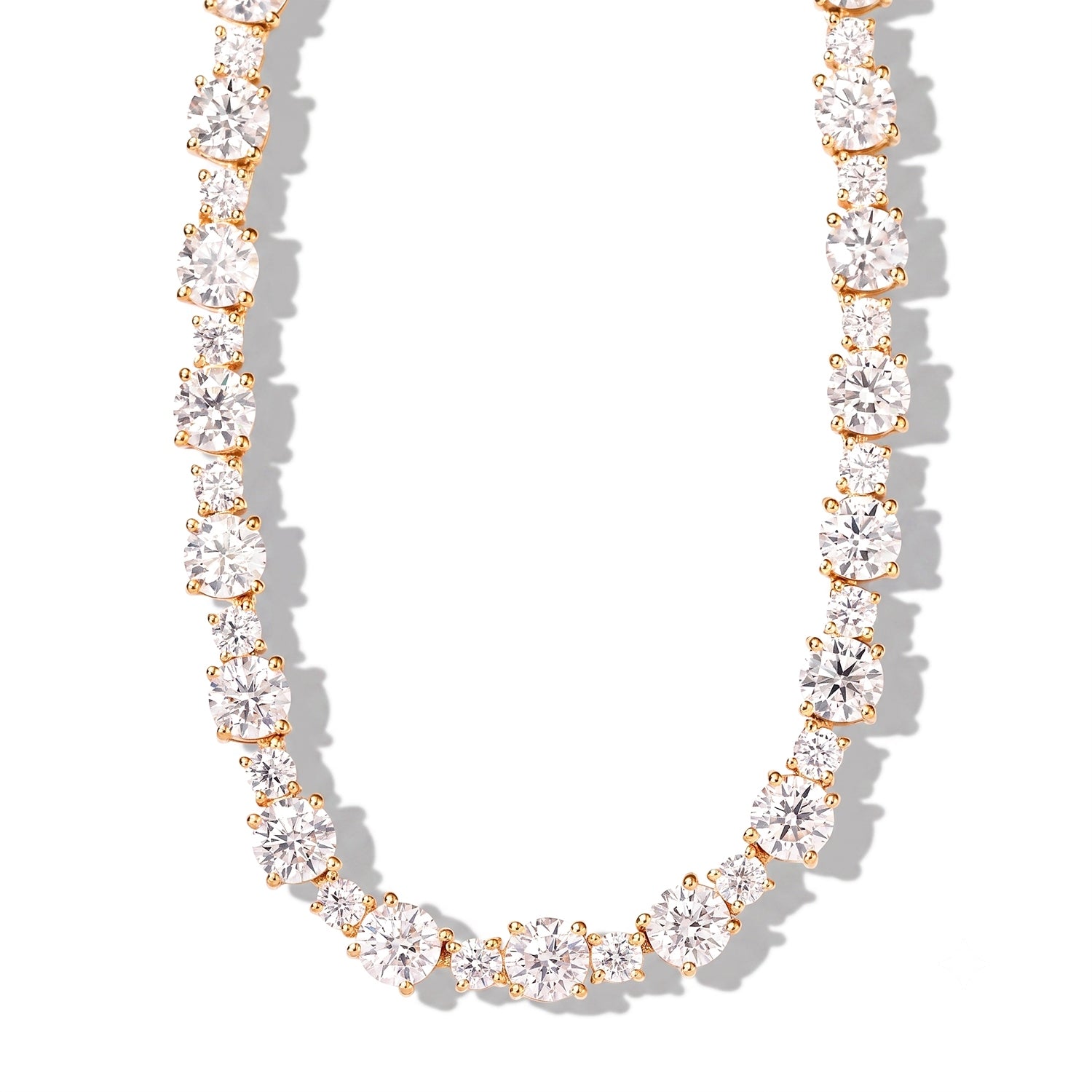 D'Joy Moissanit 50cm Halskette, 925 Silber 750 Gelbgold Vermeil - 30,72 ct.
