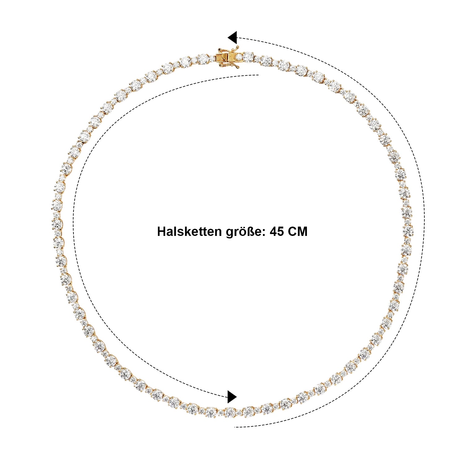 D'Joy Moissanit 50cm Halskette, 925 Silber 750 Gelbgold Vermeil - 30,72 ct.