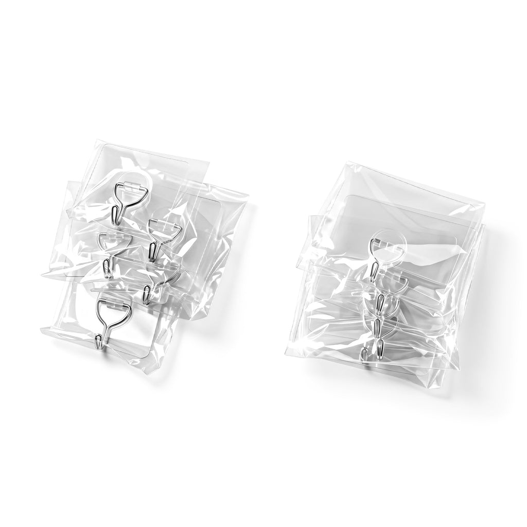 LIVMORE, 10 abnehmbare Klebehaken, je 5 Stück in 10 x 10 cm und 7 x 7 cm, Transparent