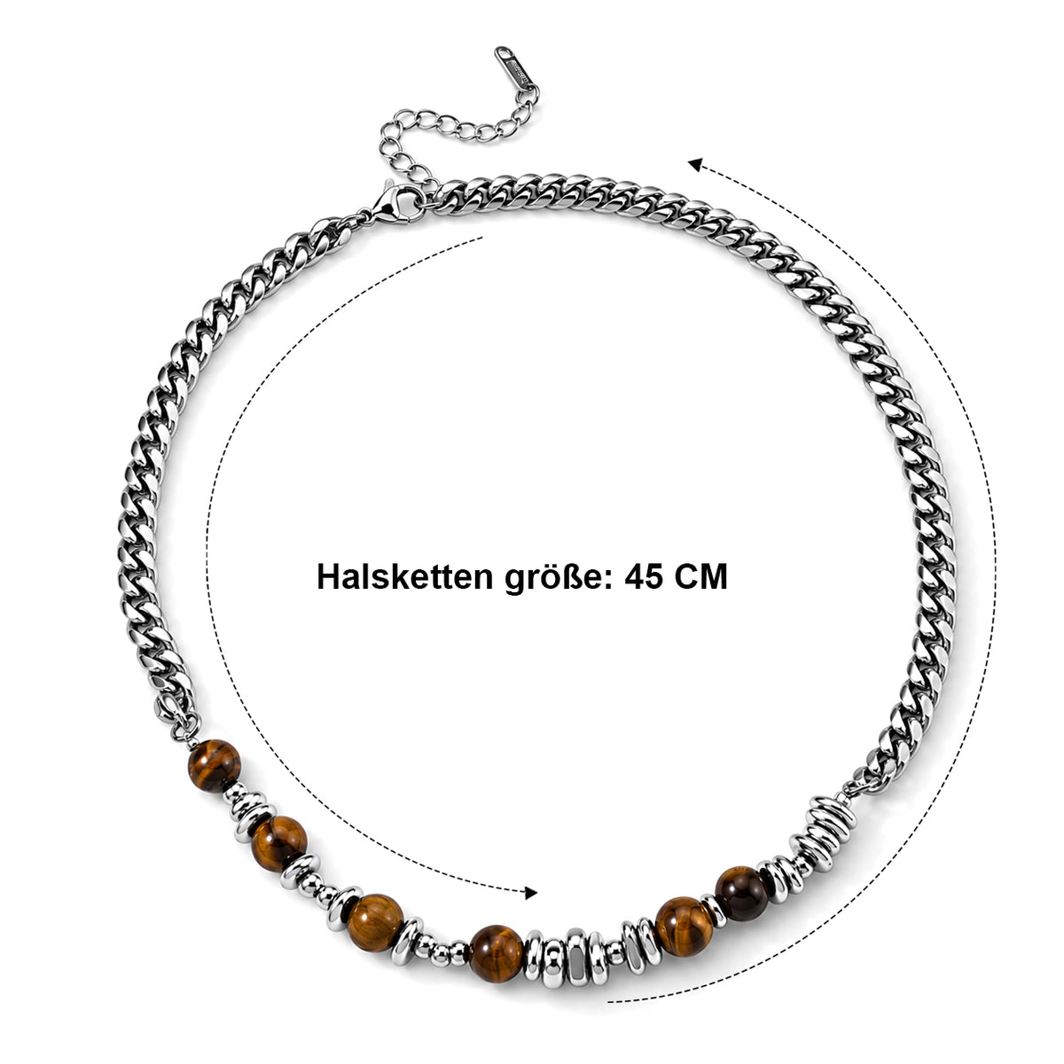 Gelbes Tigerauge Halskette ca. 45 cm 316L Edelstahl ca. 22,50 ct.