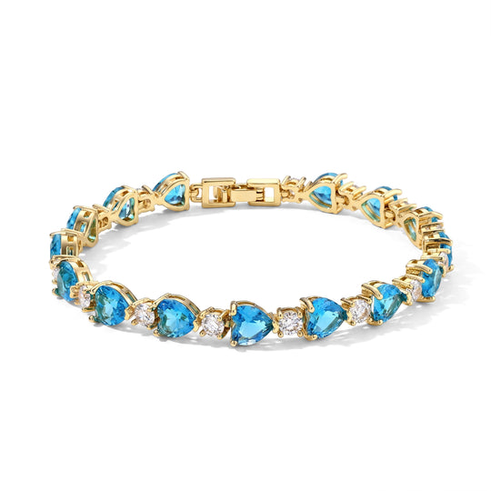 Kaschmir Saphir Farbene Blauer Zirkonia Armband ca. 20 cm Nickelfreies Messing