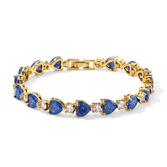 Kaschmir Saphir Farbene Blauer Zirkonia Armband ca. 20 cm Nickelfreies Messing