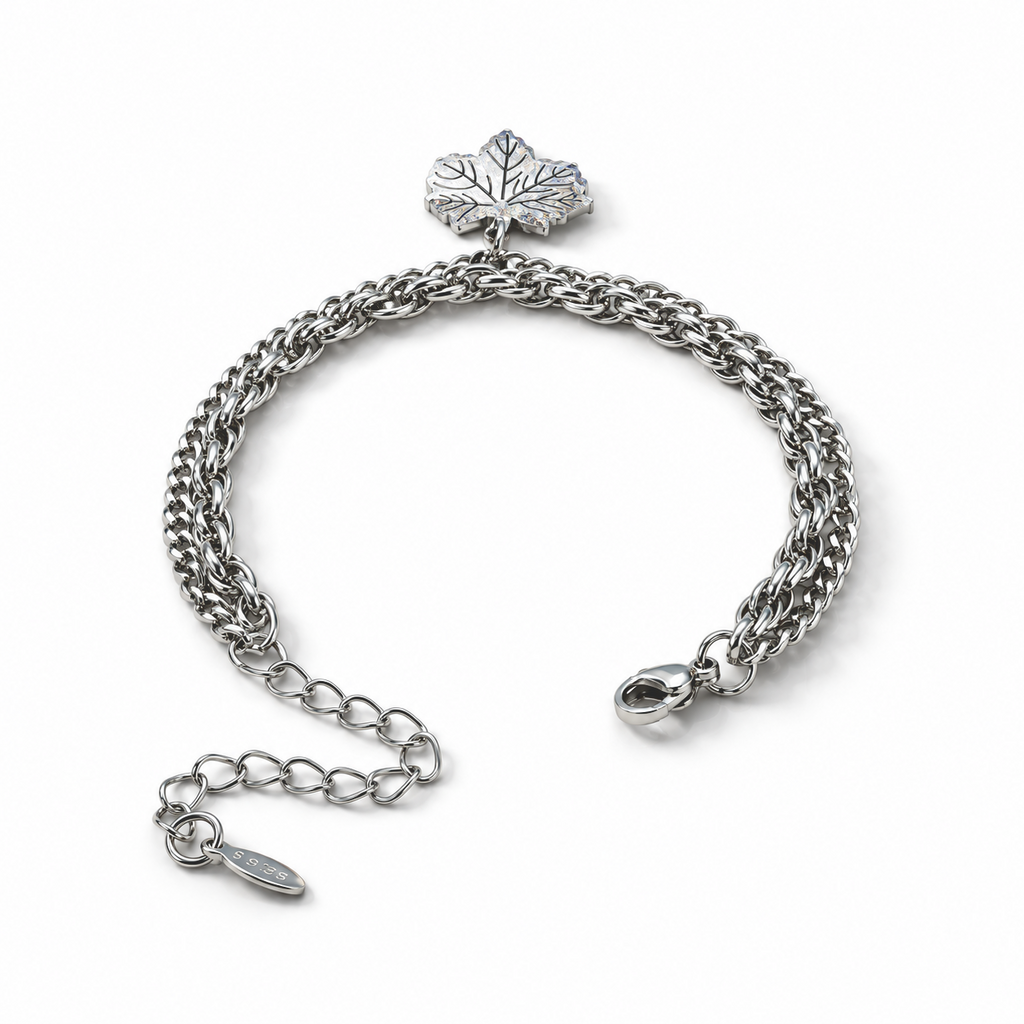 Charm-Armband mit Blütenmotiv, 316L-Edelstahl, ca. 16,5 cm, ca. 9,60 g
