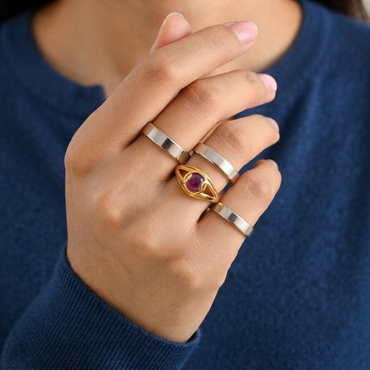 EverTrue afrikanischer Rubin (Fissure gefüllt) Ring, Bronze mit Gelbgold E-Beschichtung - 3,95 ct.