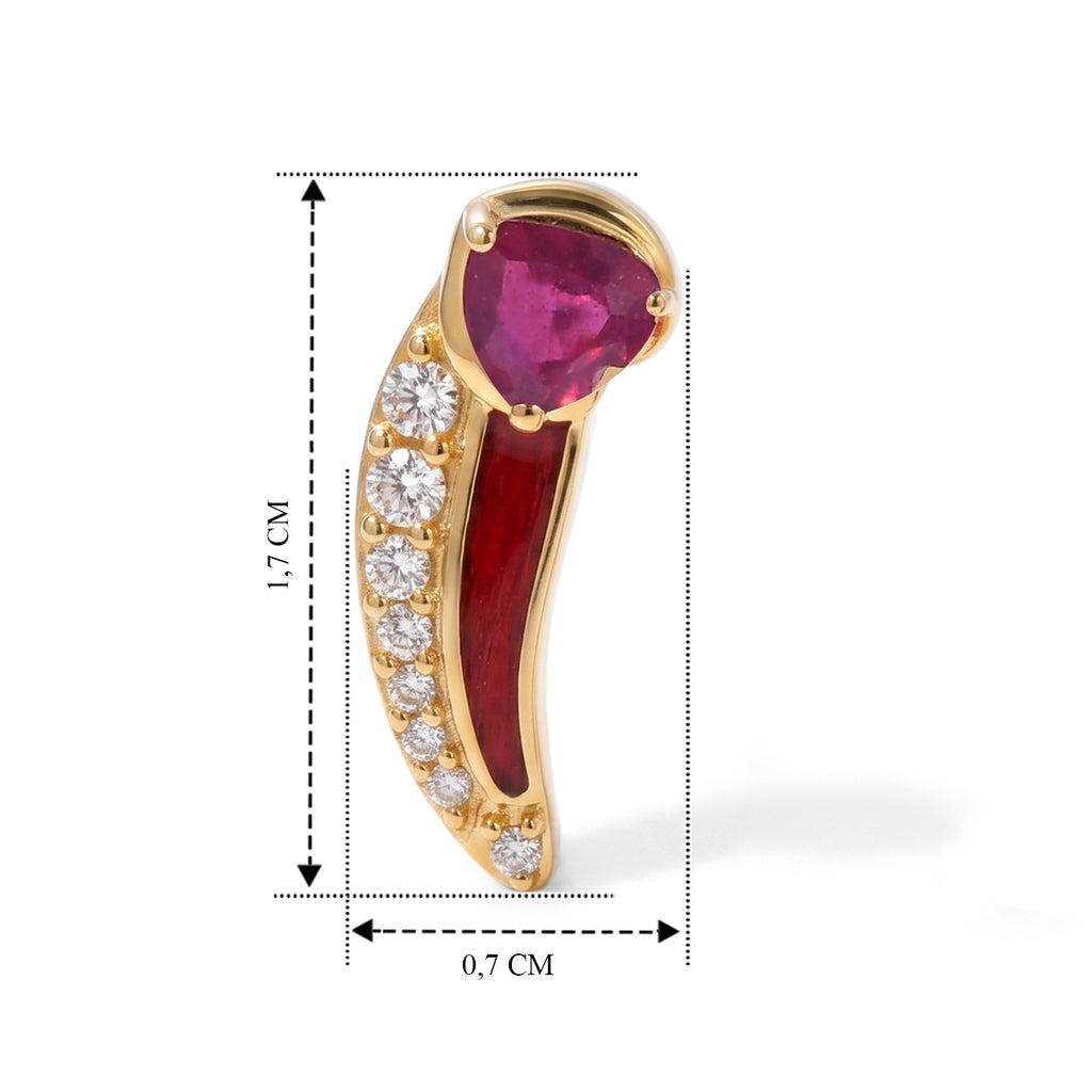 EVER TRUE AAA Afrikanischer Rubin (Fissure gefüllt), Weißer Zirkon Ohrringe Reine Bronze ca. 0,98 ct.
