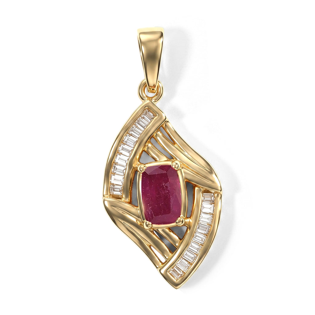 EVER TRUE AA Afrikanischer Rubin (Fissure gefüllt), Moissanit Anhänger Reine Bronze ca. 0.98 ct