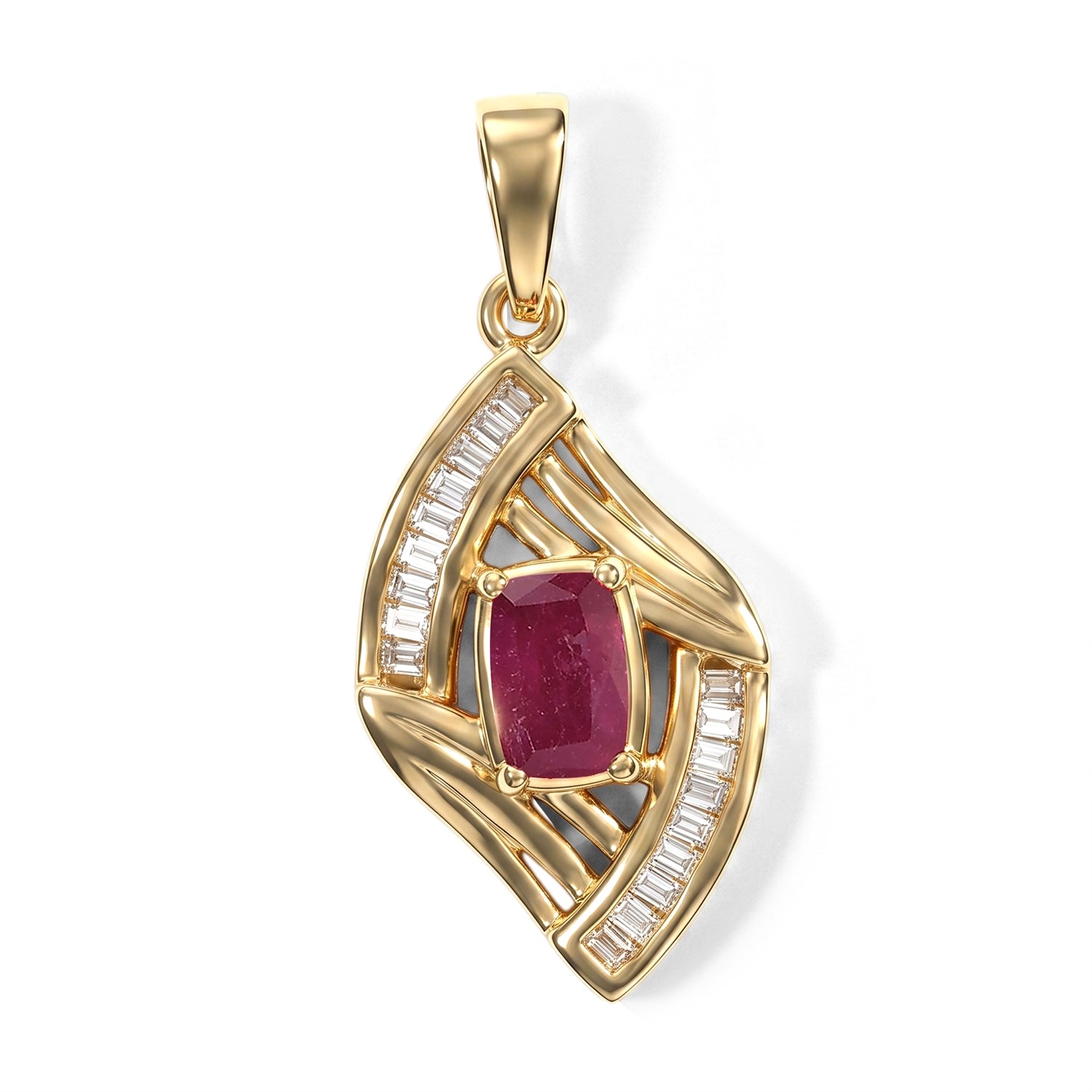 EVER TRUE AA Afrikanischer Rubin (Fissure gefüllt), Moissanit Anhänger Reine Bronze ca. 0.98 ct