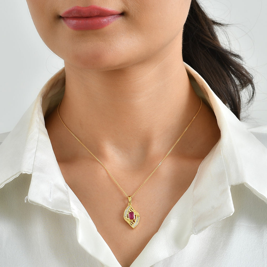 EVER TRUE AA Afrikanischer Rubin (Fissure gefüllt), Moissanit Anhänger Reine Bronze ca. 0.98 ct