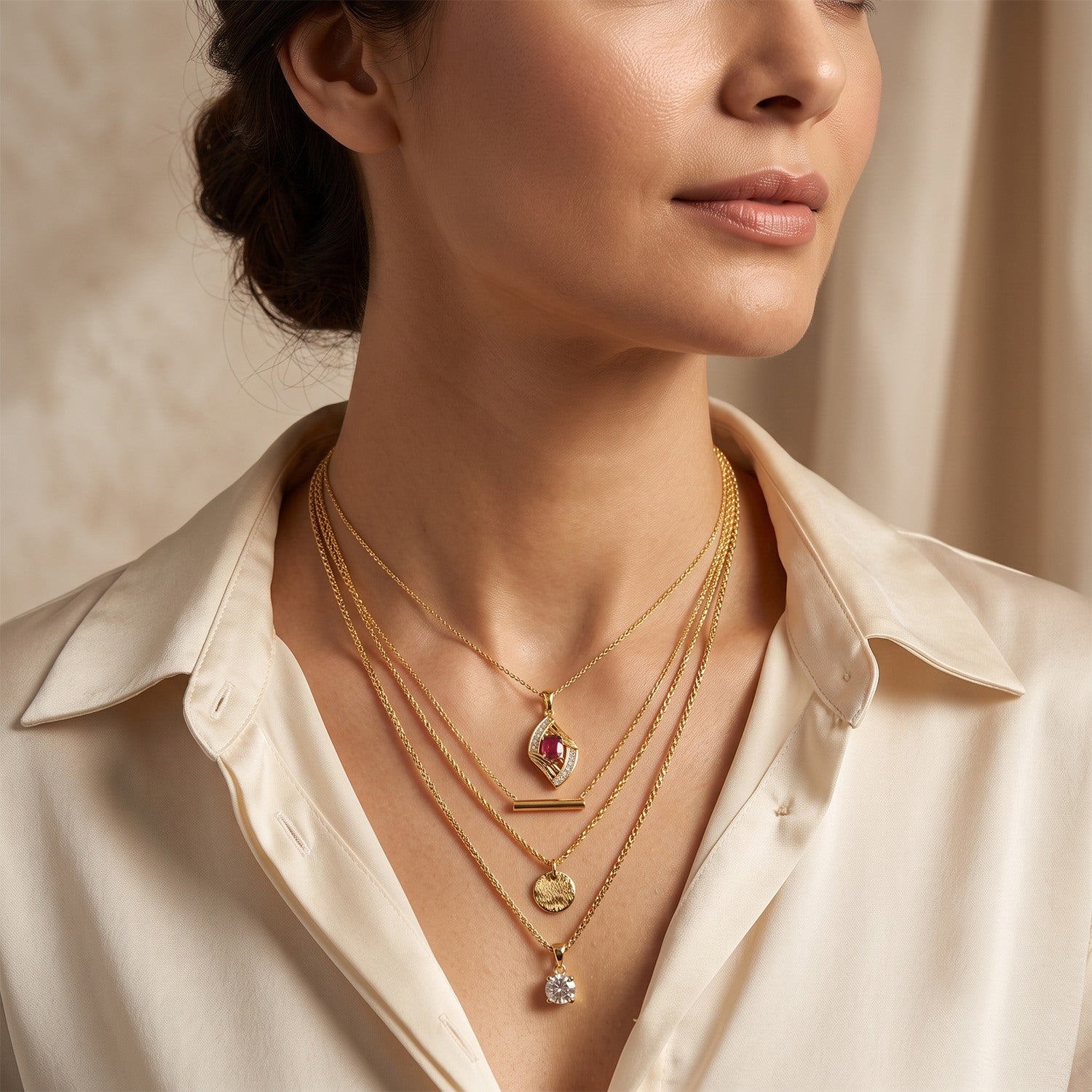 EVER TRUE AA Afrikanischer Rubin (Fissure gefüllt), Moissanit Anhänger Reine Bronze ca. 0.98 ct