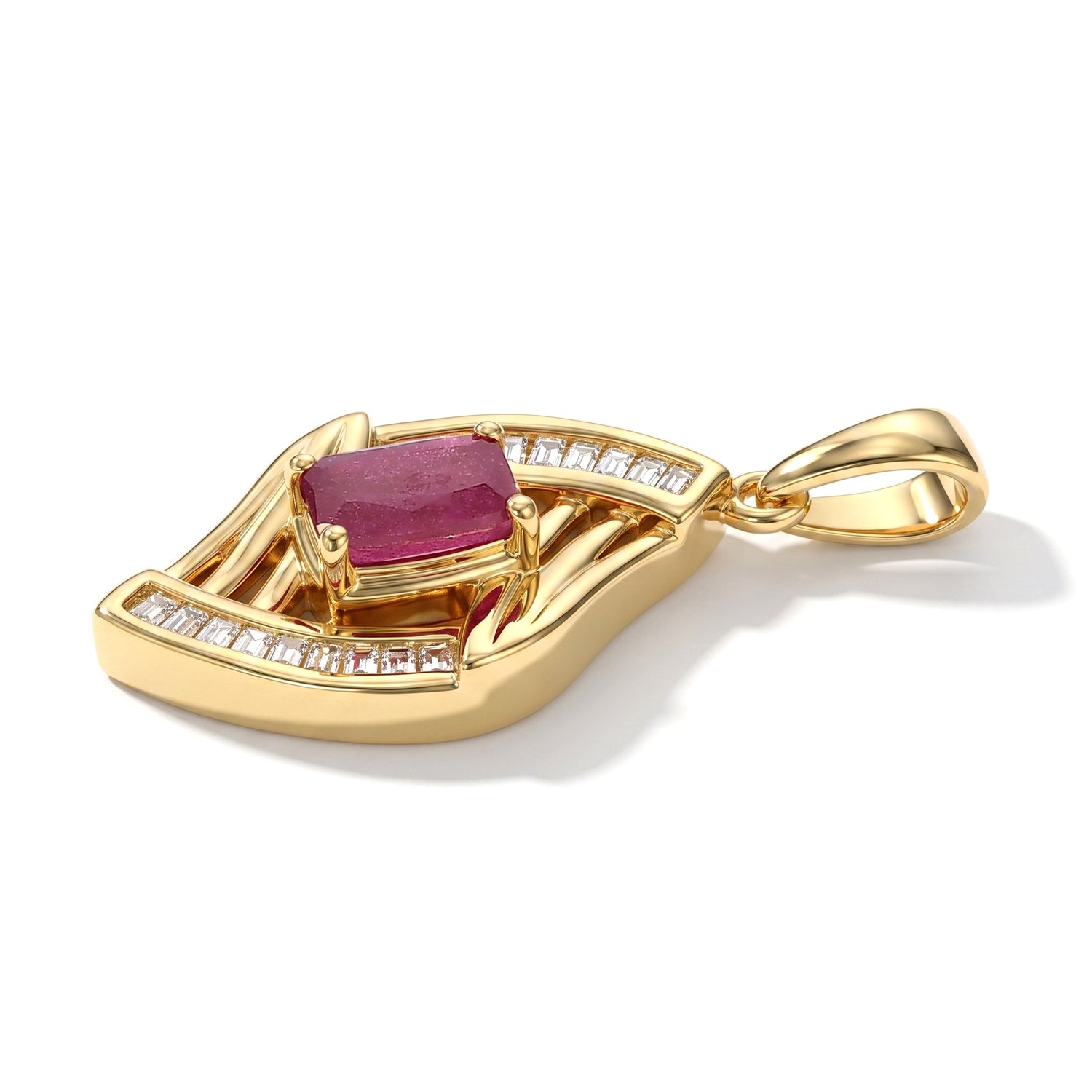 EVER TRUE AA Afrikanischer Rubin (Fissure gefüllt), Moissanit Anhänger Reine Bronze ca. 0.98 ct