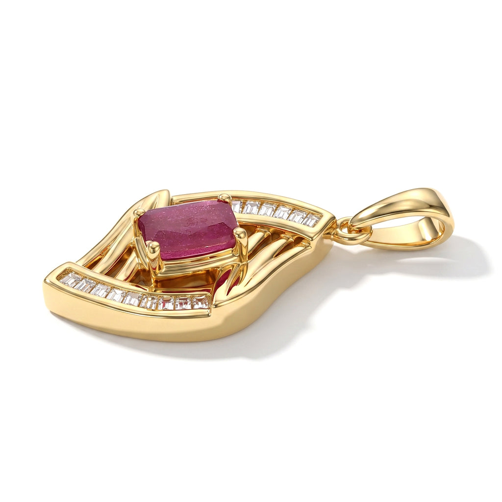 EVER TRUE AA Afrikanischer Rubin (Fissure gefüllt), Moissanit Anhänger Reine Bronze ca. 0.98 ct
