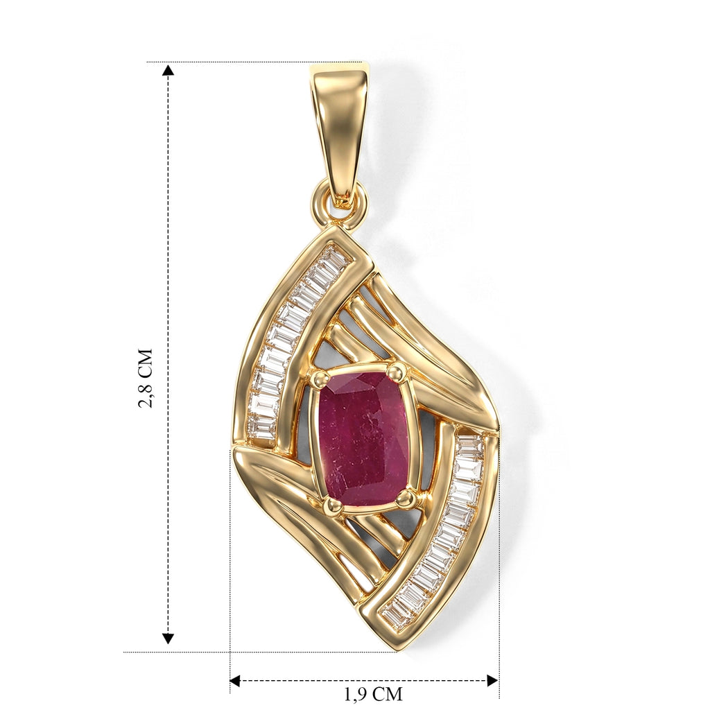 EVER TRUE AA Afrikanischer Rubin (Fissure gefüllt), Moissanit Anhänger Reine Bronze ca. 0.98 ct