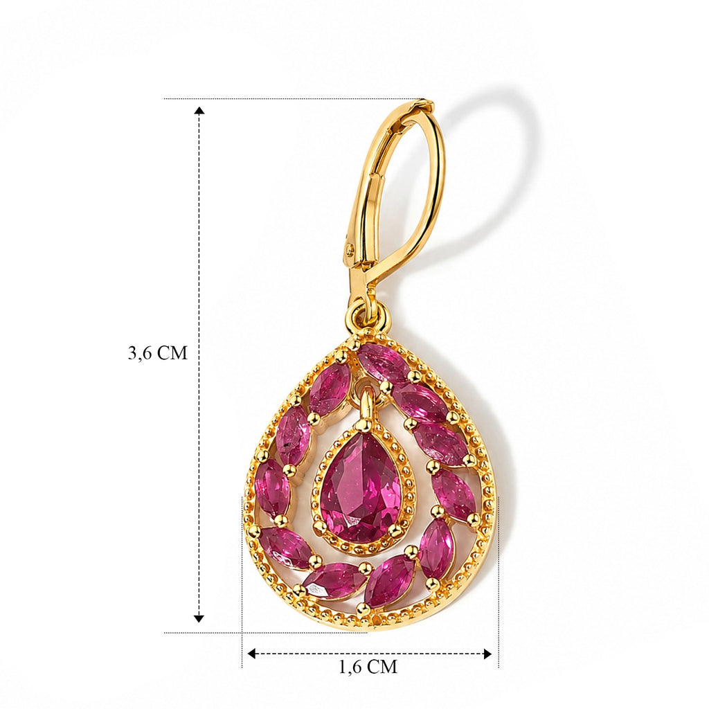 EverTrue AAA afrikanische Rubin (Fissure gefüllt) Ohrringe, Bronze mit Gelbgold E-Beschichtung - 4,44 ct.