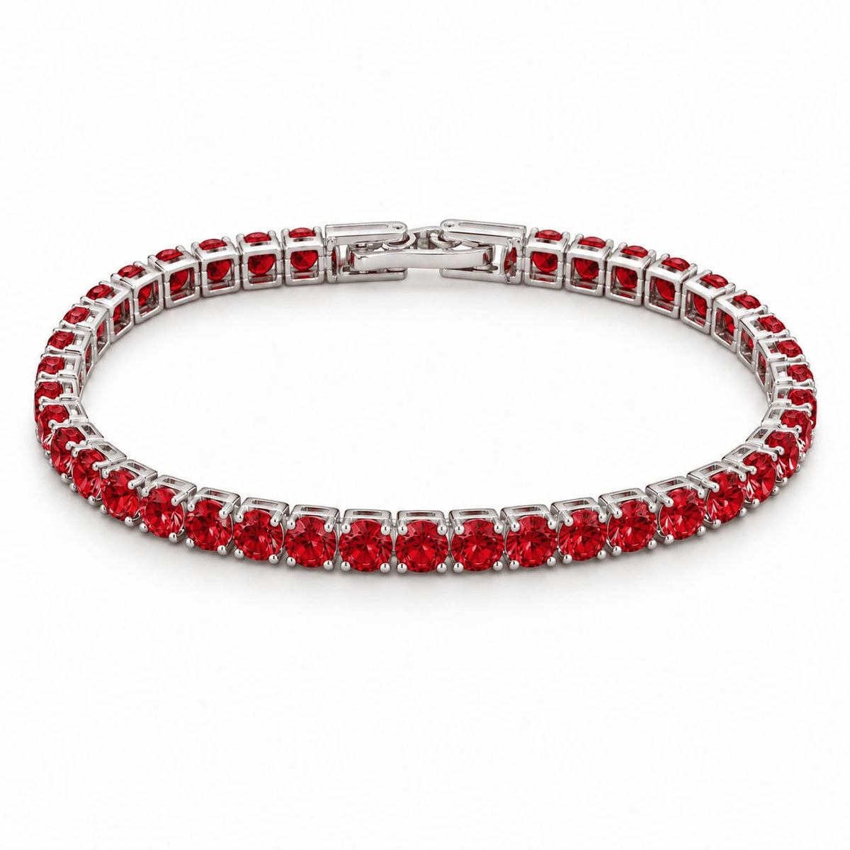 Roter Zirkonia Armband ca. 19 cm Nickelfreies Messing