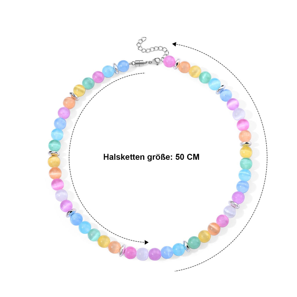 Selenit, Hämatit Halskette ca. 50 cm 316L Edelstahl ca. 330,00 ct.