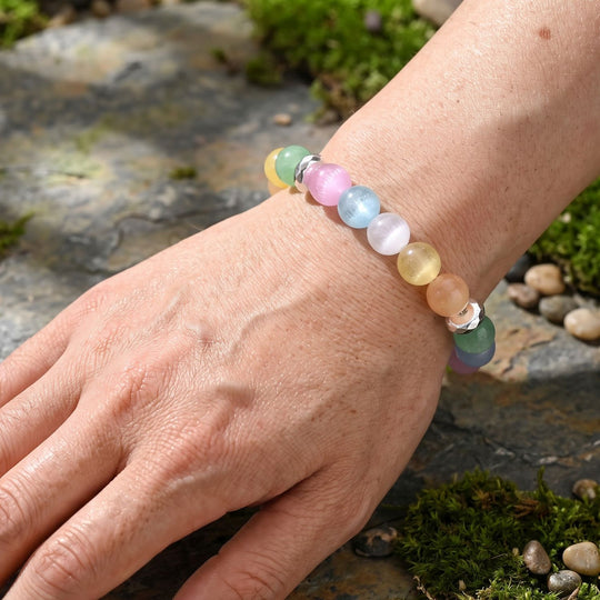 Mehrfarbiges marokkanisches Selenit und Hämatit 18cm Armband - 30,50 ct.