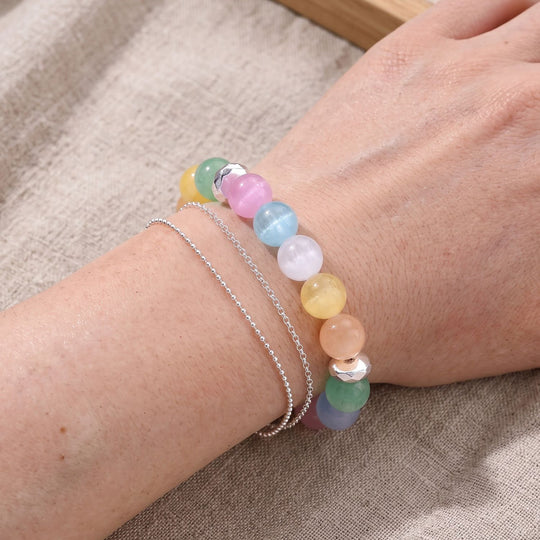 Mehrfarbiges marokkanisches Selenit und Hämatit 18cm Armband - 30,50 ct.