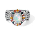 D'Joy AA Natürlicher, äthiopischer Welo Opal, Mehrfarbig Saphir Ring 925 Silber Rhodiniert (Größe 21.00) ca. 2,18 ct