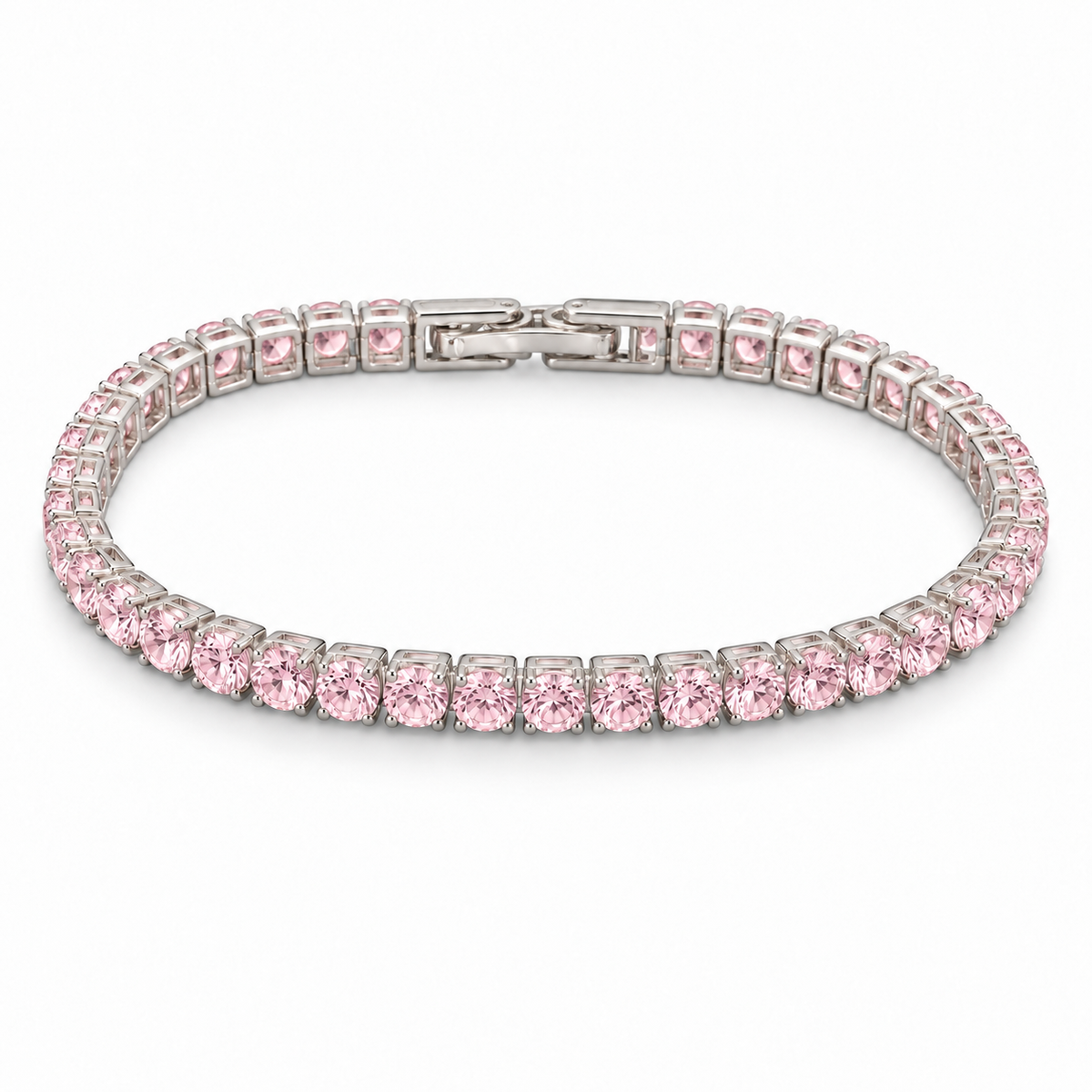 Rosa Saphir Farbener Zirkonia Armband ca. 19 cm Nickelfreies Messing